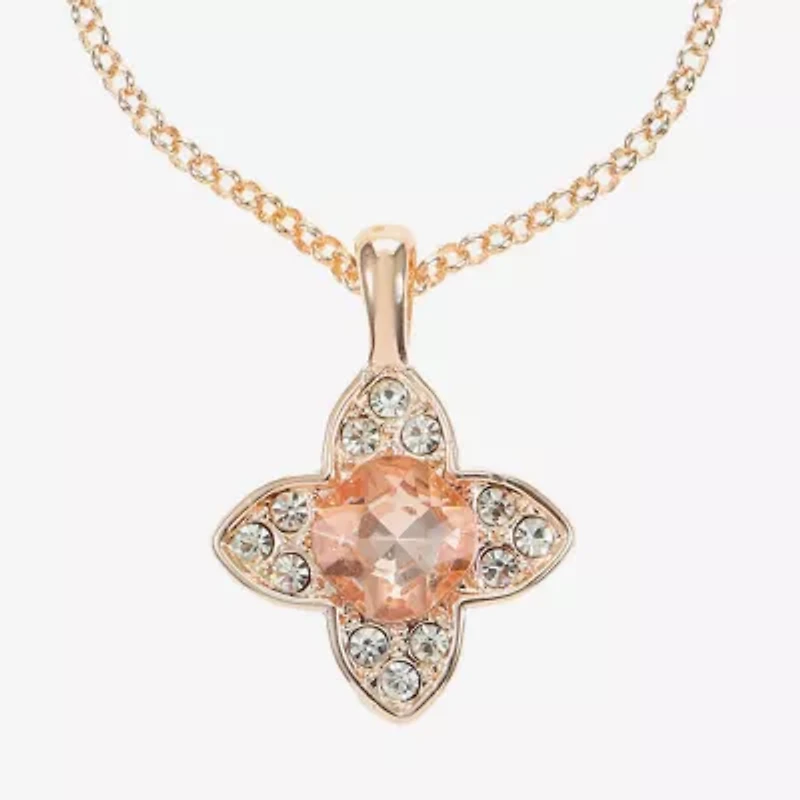 Monet Jewelry Womens Orange Clover 17 Inch Pendant Necklace