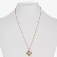 Monet Jewelry Womens Orange Clover 17 Inch Pendant Necklace