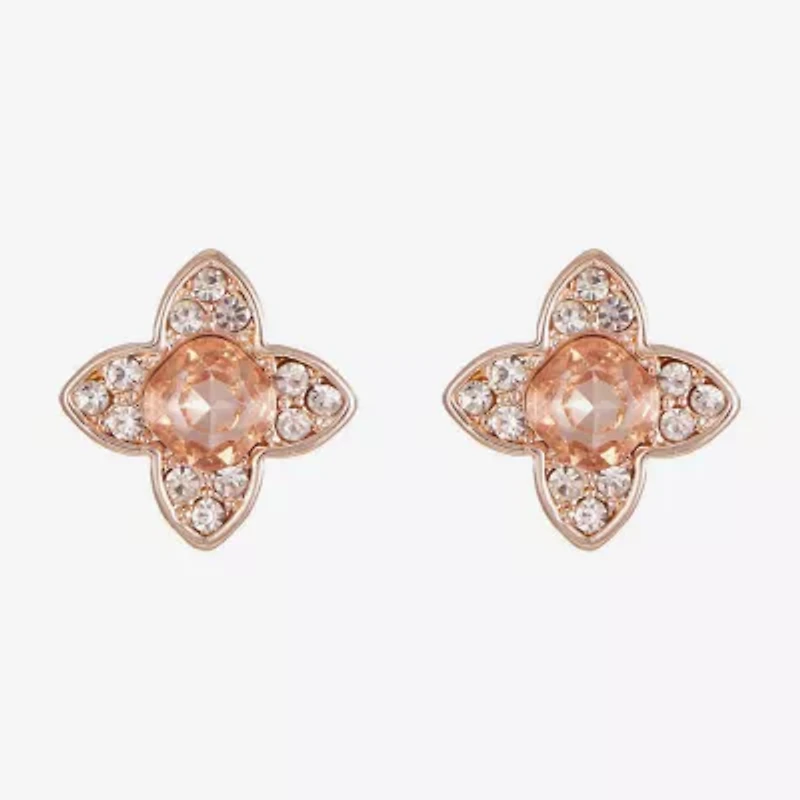 Monet Jewelry Orange 15mm Clover Stud Earrings