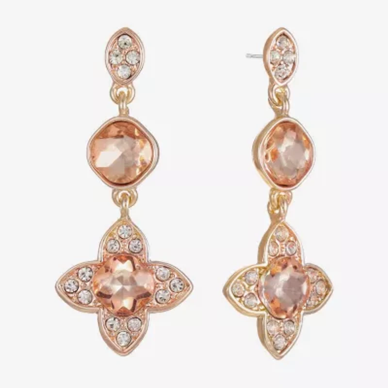 Monet Jewelry Womens Orange Clover Hypoallergenic Drop Earrings