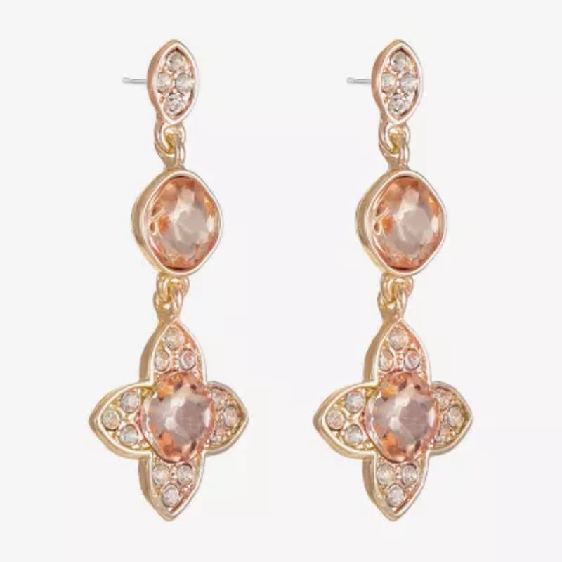 Monet Jewelry Womens Orange Clover Hypoallergenic Drop Earrings