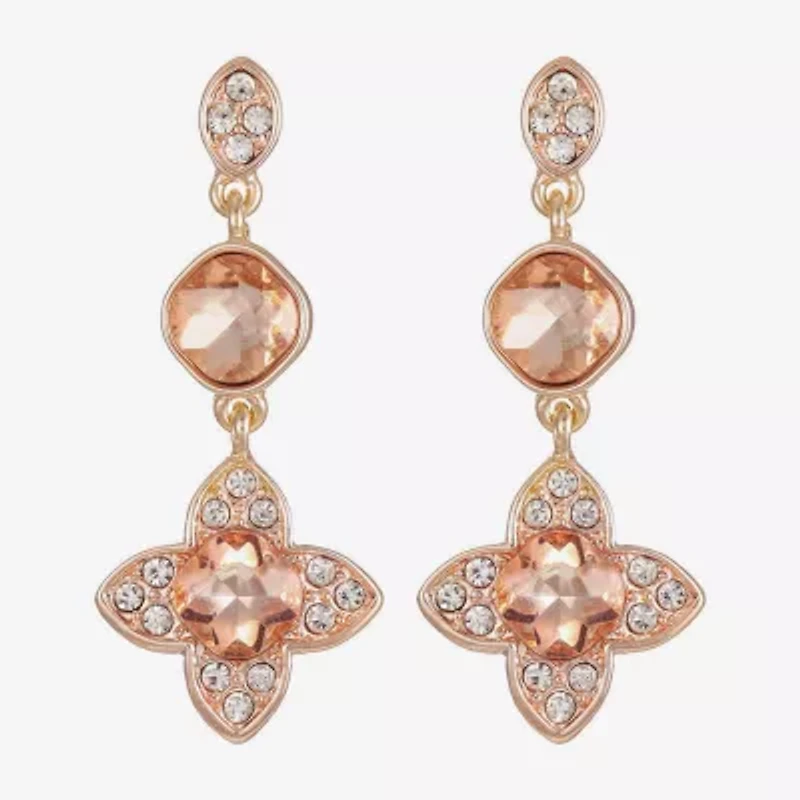 Monet Jewelry Womens Orange Clover Hypoallergenic Drop Earrings