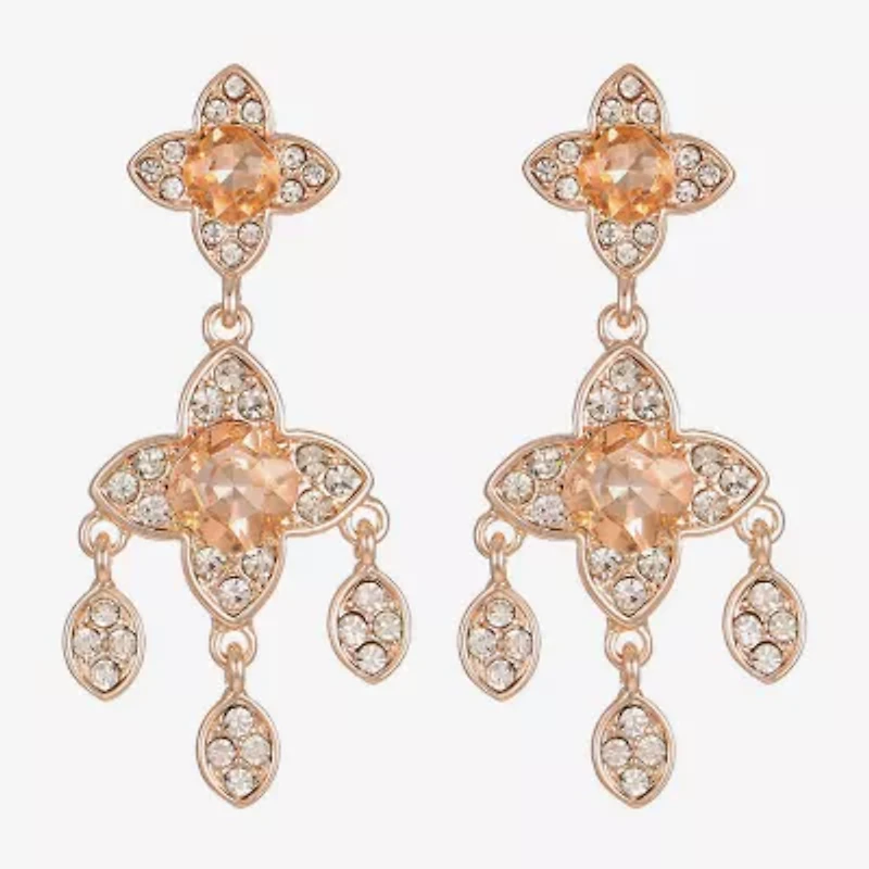 Monet Jewelry Womens Orange Clover Hypoallergenic Drop Earrings