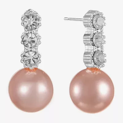 Monet Jewelry Timeless Womens Glass Simulated Pearl Round Drop Earrings