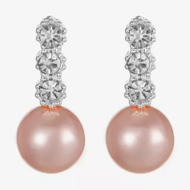 Monet Jewelry Timeless Womens Glass Simulated Pearl Round Drop Earrings