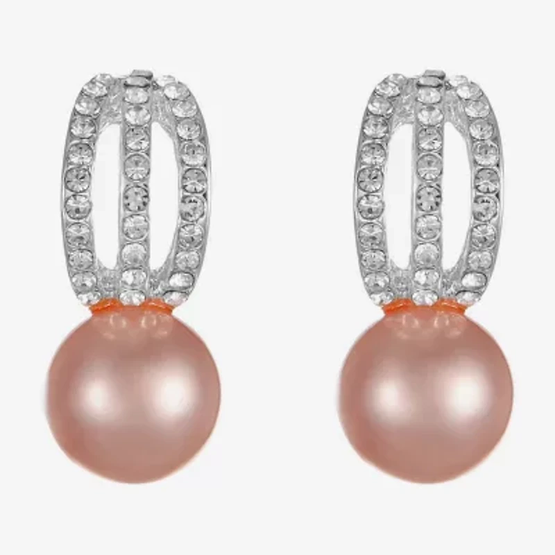 Monet Jewelry Timeless Womens Glass Simulated Pearl Round Hypoallergenic Drop Earrings