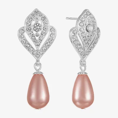 Monet Jewelry Timeless Womens Glass Simulated Pearl Round Hypoallergenic Drop Earrings