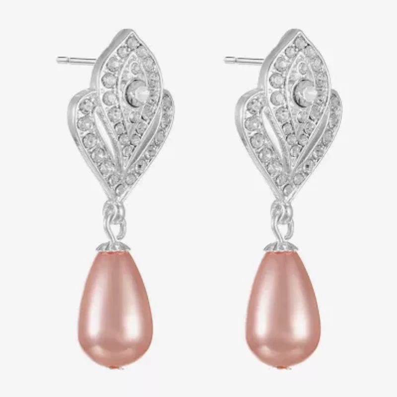 Monet Jewelry Timeless Womens Glass Simulated Pearl Round Hypoallergenic Drop Earrings