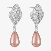 Monet Jewelry Timeless Womens Glass Simulated Pearl Round Hypoallergenic Drop Earrings