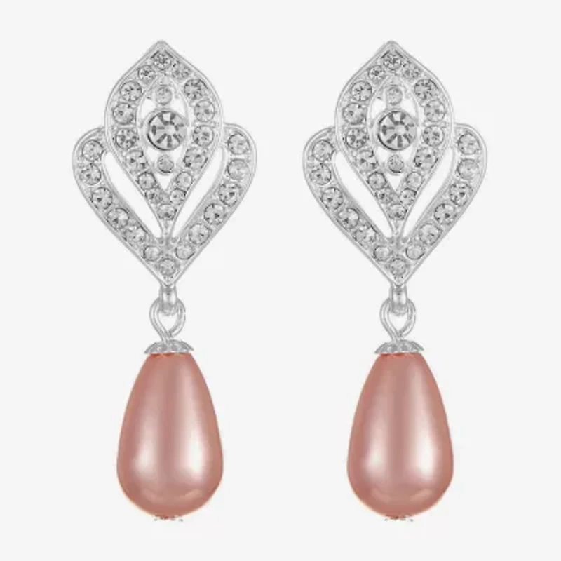 Monet Jewelry Timeless Womens Glass Simulated Pearl Round Hypoallergenic Drop Earrings