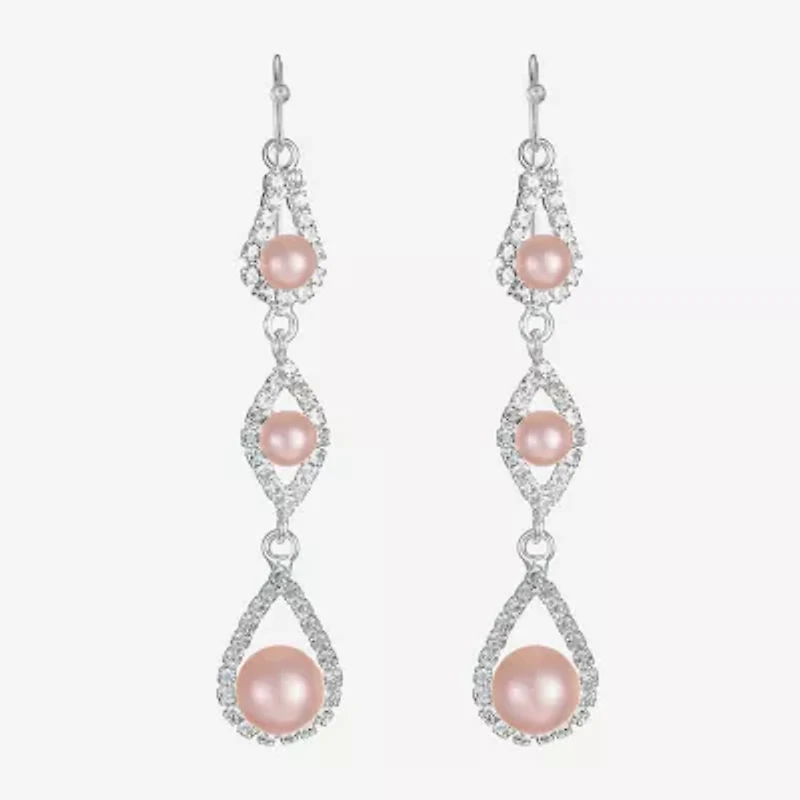 Monet Jewelry Timeless Womens Glass Simulated Pearl Round Hypoallergenic Drop Earrings