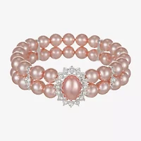 Monet Jewelry Timeless Womens Glass Simulated Pearl Round Stretch Bracelet
