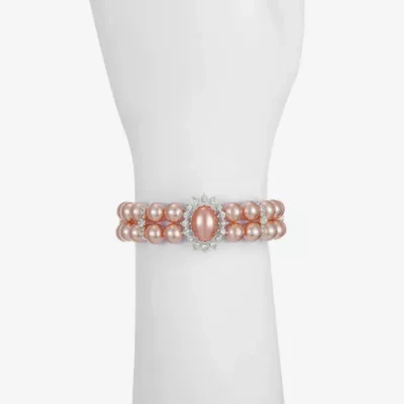 Monet Jewelry Timeless Womens Glass Simulated Pearl Round Stretch Bracelet