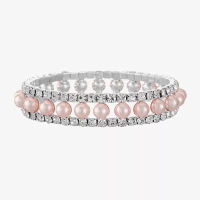 Monet Jewelry Timeless Womens Glass Simulated Pearl Round Stretch Bracelet