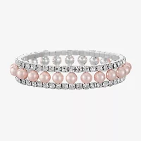 Monet Jewelry Timeless Womens Glass Simulated Pearl Round Stretch Bracelet