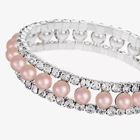Monet Jewelry Timeless Womens Glass Simulated Pearl Round Stretch Bracelet