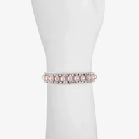 Monet Jewelry Timeless Womens Glass Simulated Pearl Round Stretch Bracelet