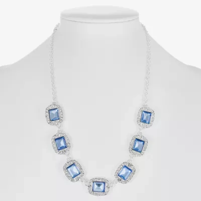 Monet Jewelry Womens Blue 17 Inch Collar Necklace