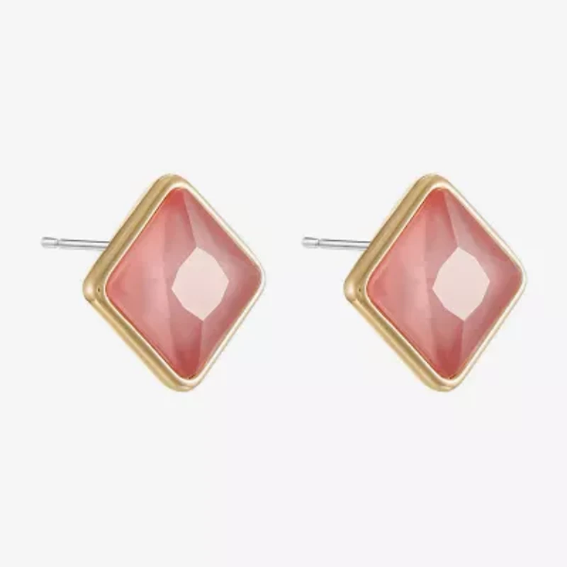 Monet Jewelry Glass 11mm Square Stud Earrings