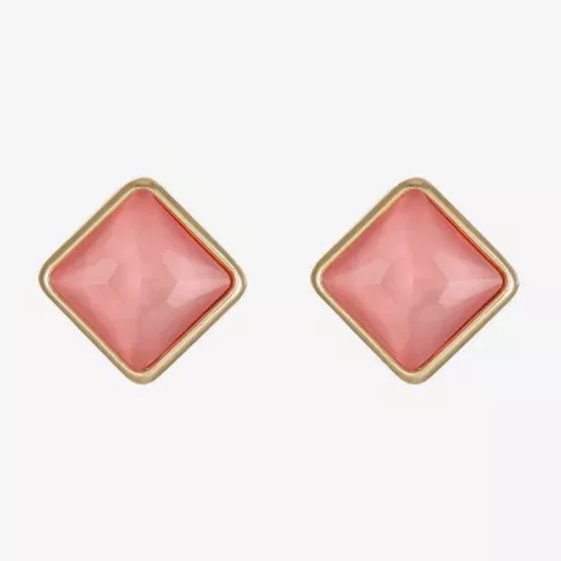 Monet Jewelry Glass 11mm Square Stud Earrings