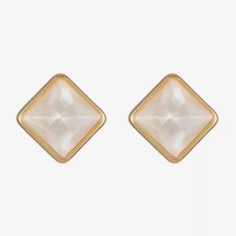 Monet Jewelry Glass 11mm Square Stud Earrings