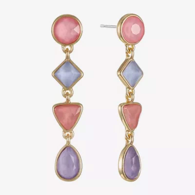 Monet Jewelry Womens Glass Round Square Hypoallergenic Drop Earrings