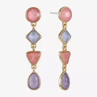 Monet Jewelry Womens Glass Round Square Hypoallergenic Drop Earrings