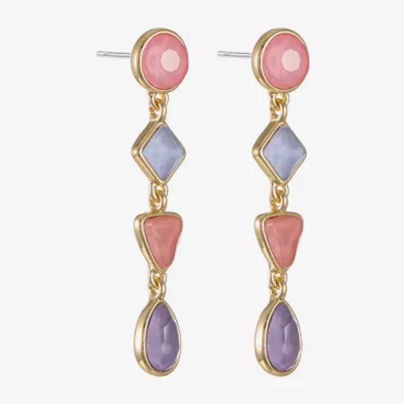 Monet Jewelry Womens Glass Round Square Hypoallergenic Drop Earrings