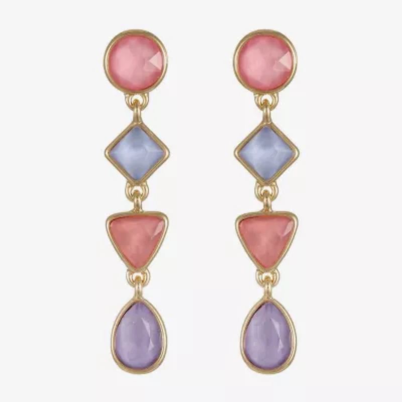 Monet Jewelry Womens Glass Round Square Hypoallergenic Drop Earrings