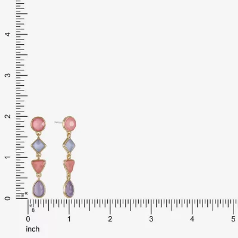 Monet Jewelry Womens Glass Round Square Hypoallergenic Drop Earrings