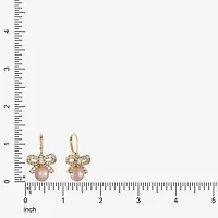 Monet Jewelry Gold Tone Womens Glass Simulated Pearl Bow Drop Earrings