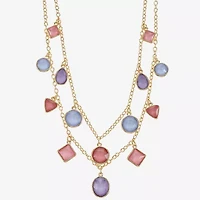 Monet Jewelry Womens Pink Glass 18 Inch Strand Necklace