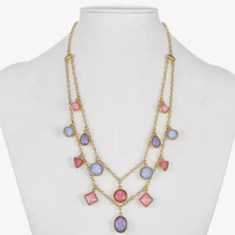 Monet Jewelry Womens Pink Glass 18 Inch Strand Necklace