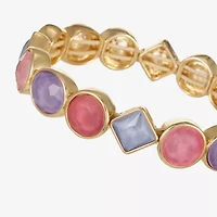 Monet Jewelry Womens Glass Round Square Stretch Bracelet