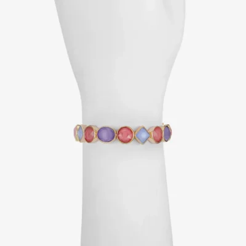 Monet Jewelry Womens Glass Round Square Stretch Bracelet