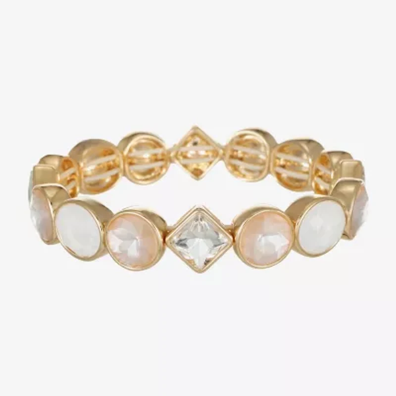 Monet Jewelry Womens Glass Round Square Stretch Bracelet