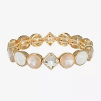 Monet Jewelry Womens Glass Round Square Stretch Bracelet