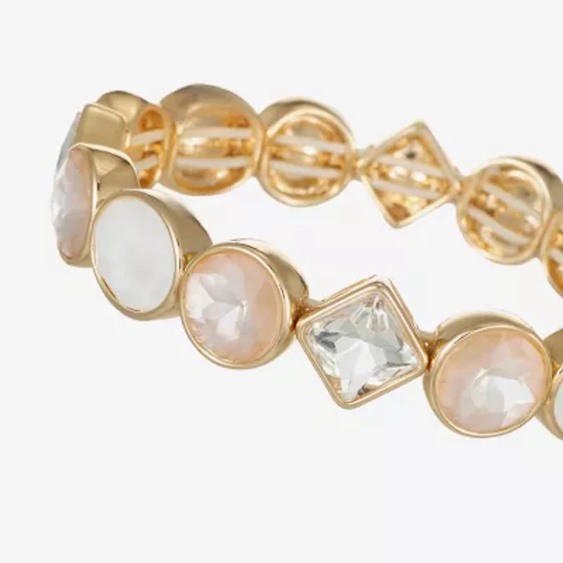 Monet Jewelry Womens Glass Round Square Stretch Bracelet