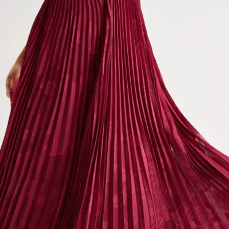 Melonie T Womens Short Sleeve Floral Midi Fit + Flare Dress