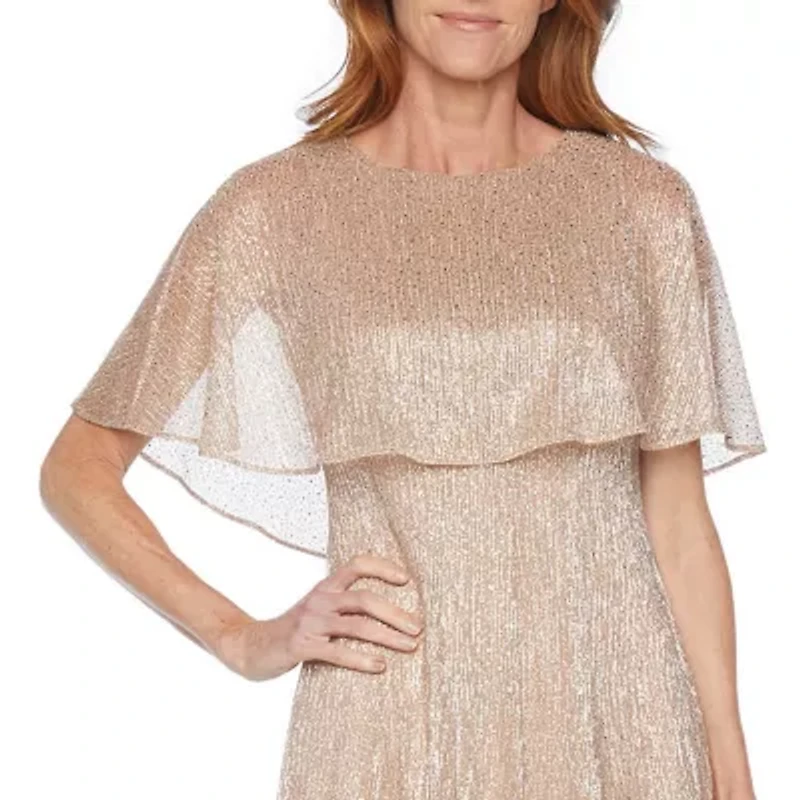 Danny & Nicole Womens Short Sleeve Cape Fit + Flare Dress