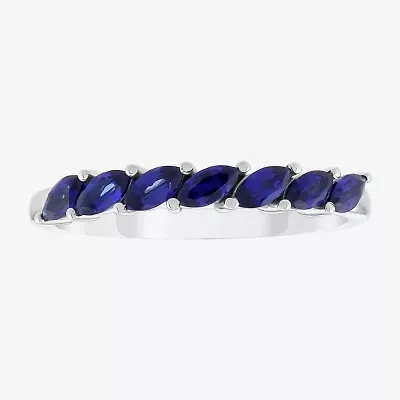 Limited Quantities! Womens Lab Created Blue Sapphire 10K White Gold Band