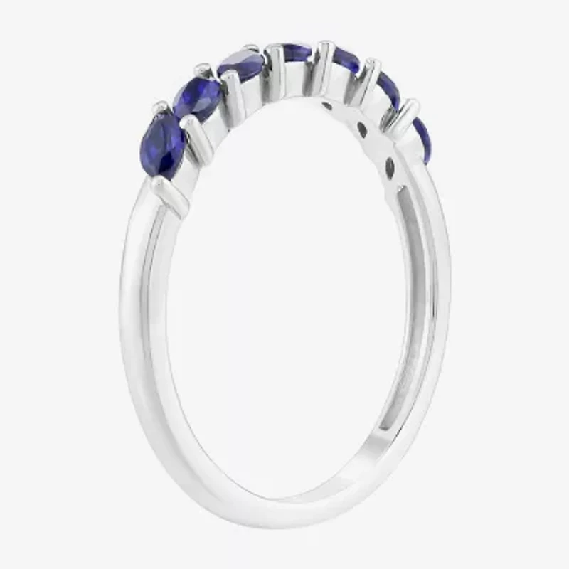 Limited Quantities! Womens Lab Created Blue Sapphire 10K White Gold Band