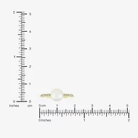 Limited Quantities! Womens Diamond Accent 7MM White Cultured Freshwater Pearl 10K Gold Side Stone Cocktail Ring