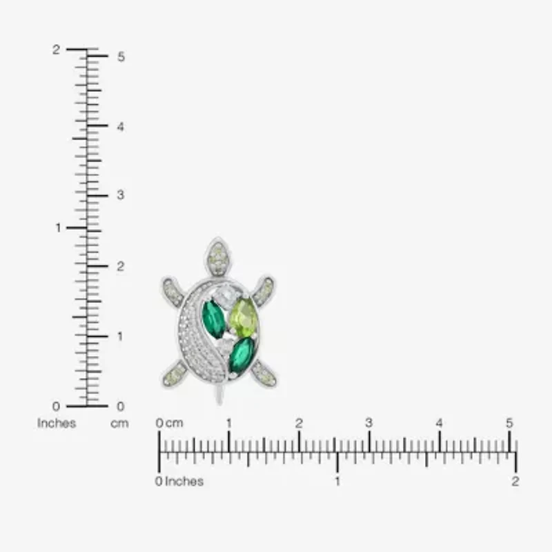 Limited Quantities! Turtle Womens Lab Created Green Emerald Sterling Silver 18 Inch Pendant Necklace