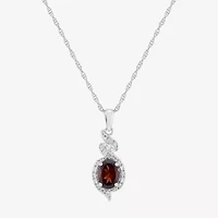 Limited Quantities! Womens Genuine Red Garnet Sterling Silver Oval 20 Inch Pendant Necklace