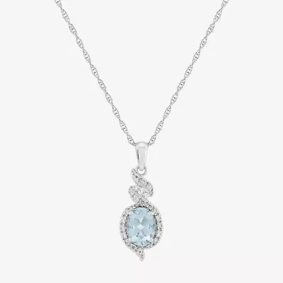 Limited Quantities! Womens Genuine Blue Aquamarine Sterling Silver Oval 18 Inch Pendant Necklace