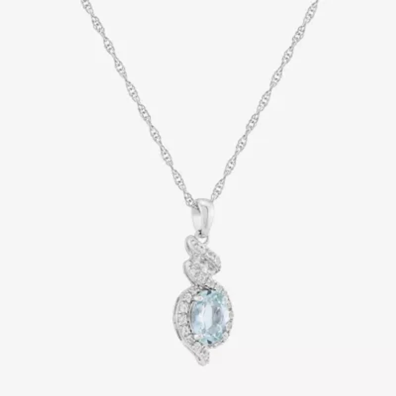 Limited Quantities! Womens Genuine Blue Aquamarine Sterling Silver Oval 18 Inch Pendant Necklace