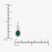 Limited Quantities! Womens Lab Created Green Emerald Sterling Silver Oval 20 Inch Pendant Necklace