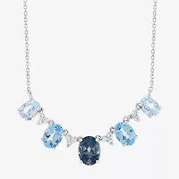 Limited Quantities! Womens Genuine Blue Topaz Sterling Silver 18 Inch Pendant Necklace