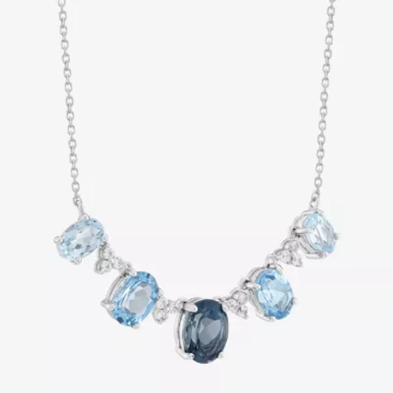 Limited Quantities! Womens Genuine Blue Topaz Sterling Silver 18 Inch Pendant Necklace